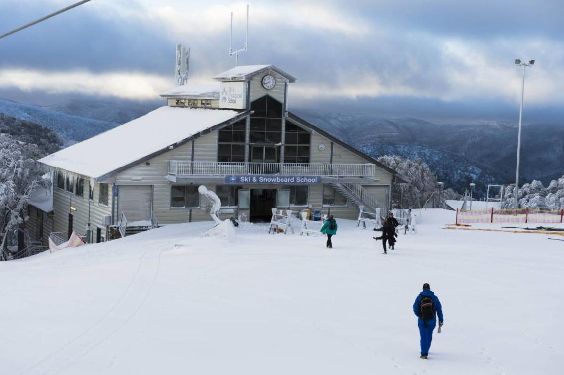 Ski school at the peak of Mount Buller